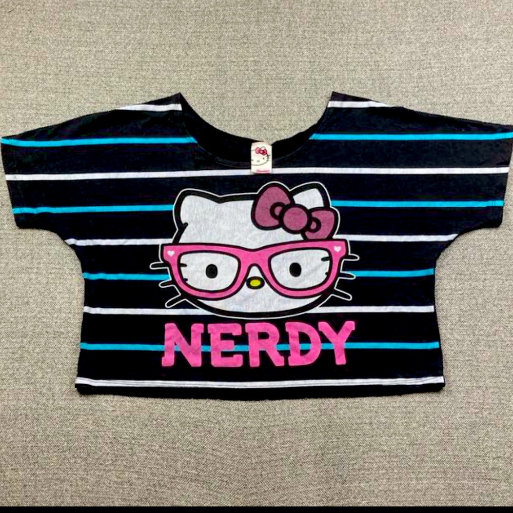 Mighty fine hello kitty nerd cropped tee